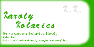 karoly kolarics business card